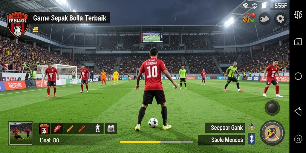 Tampilan gameplay seru permainan sepak bola di 555F.