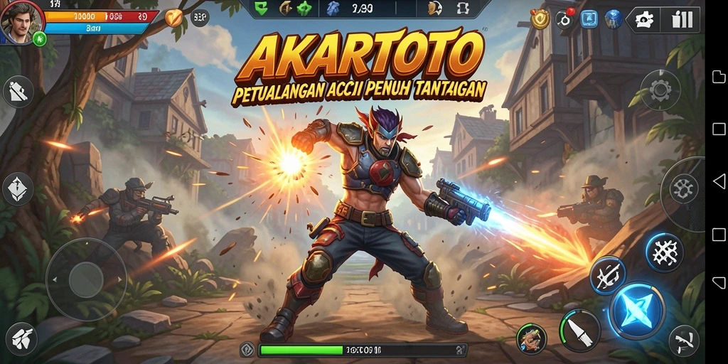 Screenshot gameplay AKARTOTO yang menampilkan aksi mendebarkan