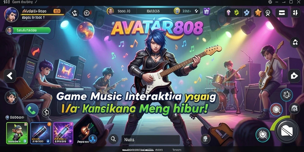 Tampilan gameplay AVATAR808 yang seru dan interaktif dengan irama musik.