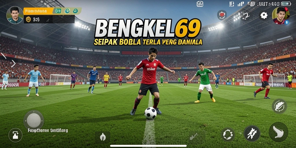 Screenshot BENGKEL69 menampilkan aksi pertandingan sepak bola yang mendebarkan.