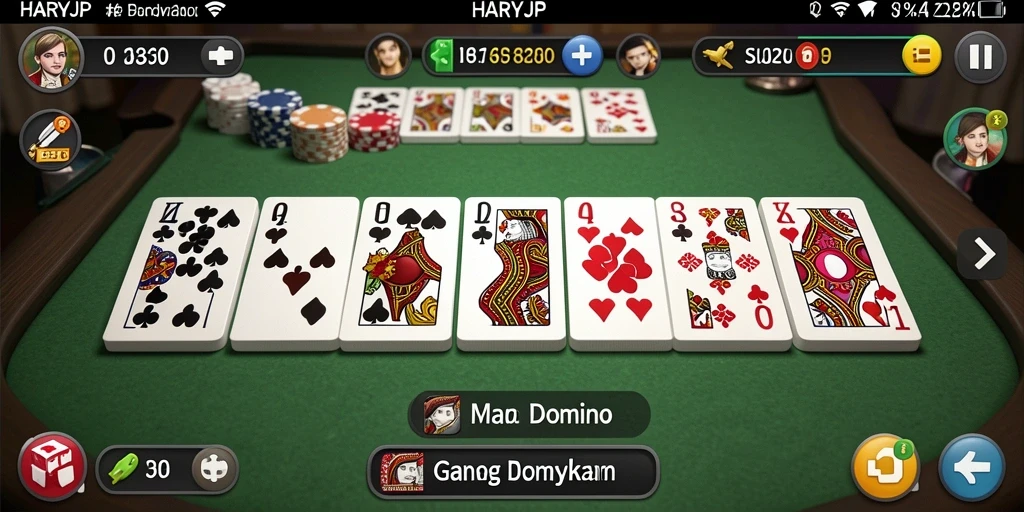 Screenshot menunjukkan aksi seru domino di HARAPJP.
