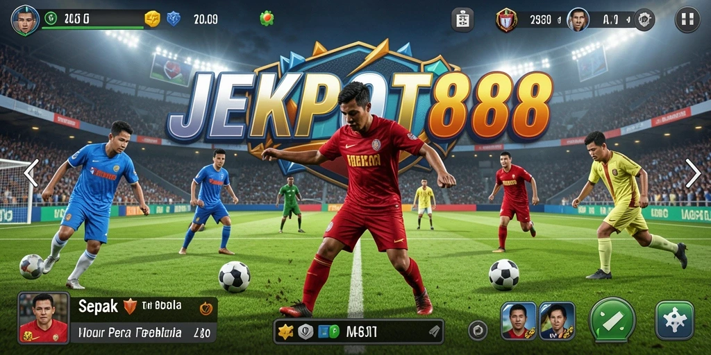 Tangkapan layar JEKPOT88 menampilkan momen seru saat mencetak gol.