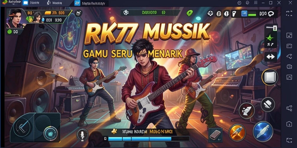 Screenshot gameplay RK77 menunjukkan interaksi seru dalam bermain musik.
