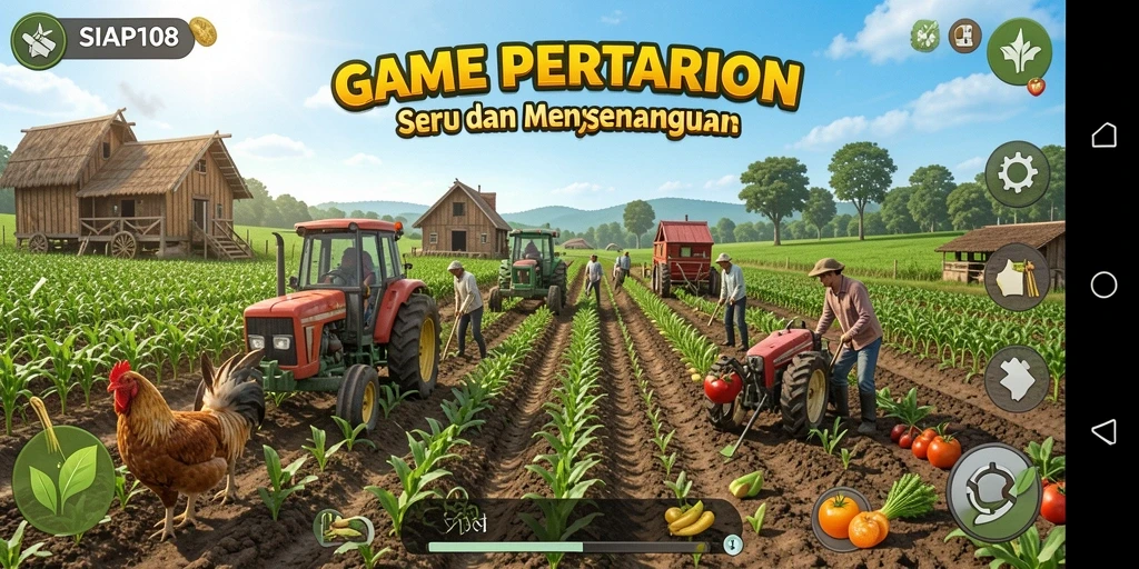 Screenshot gameplay SIAP108 dengan aktivitas pertanian yang seru.