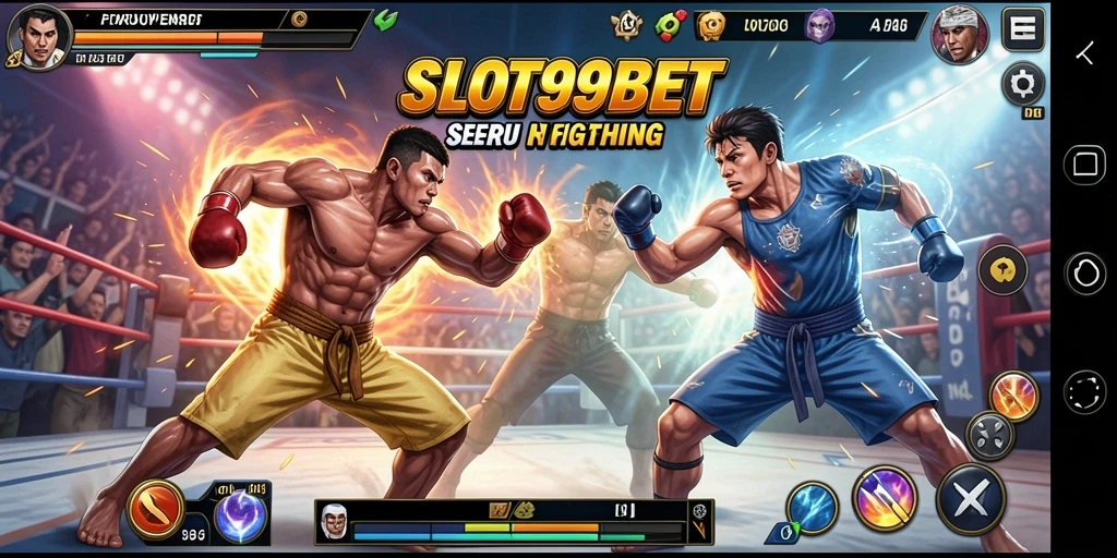 Tampilan gameplay yang mendebarkan dalam pertarungan di SLOT99BET.