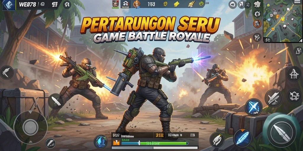Tampilan seru dari gameplay WE878 dalam pertarungan Battle Royale.