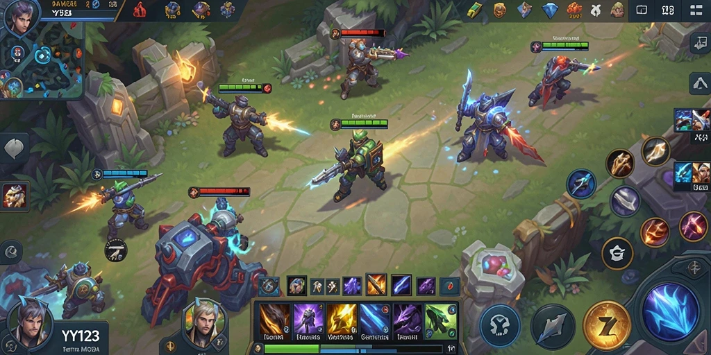 Tampilan gameplay seru dalam pertempuran tim di YY123.