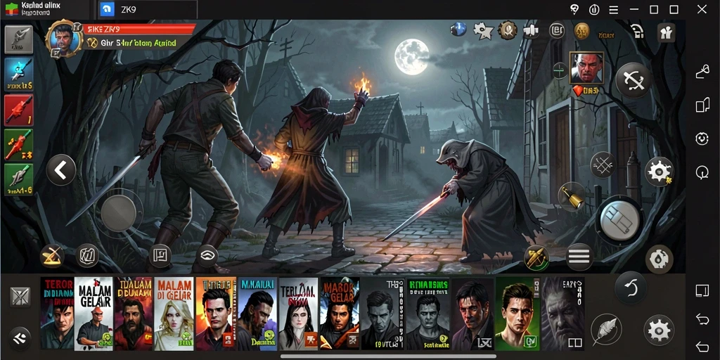 Tampilan gameplay ZK9 yang menakutkan dalam suasana gelap.